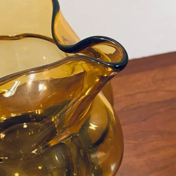 🍁🌟HP🌟VTG 1950s Hand-Blown Amber Glass Pitcher USA - Picture 4 of 9